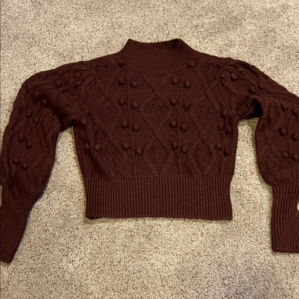 Chelsea & Violet Textured Knit Sweater in Rich Brown
